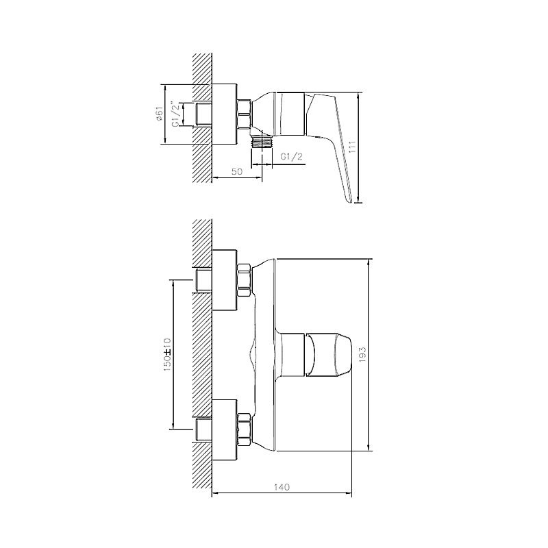 Wall Mounted Shower mixer LUXERA